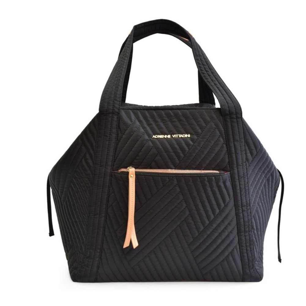 Adrienne Vittadini Black Quilted Yoga Tote